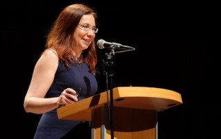 Katharine Hayhoe addresses the audience