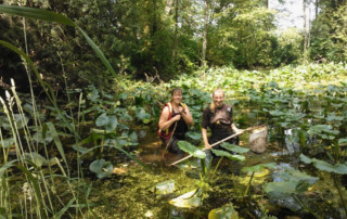 Ashley and Sarah Look for Toads in Pond