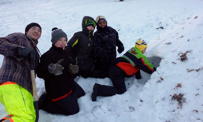 Kids Play In Snow