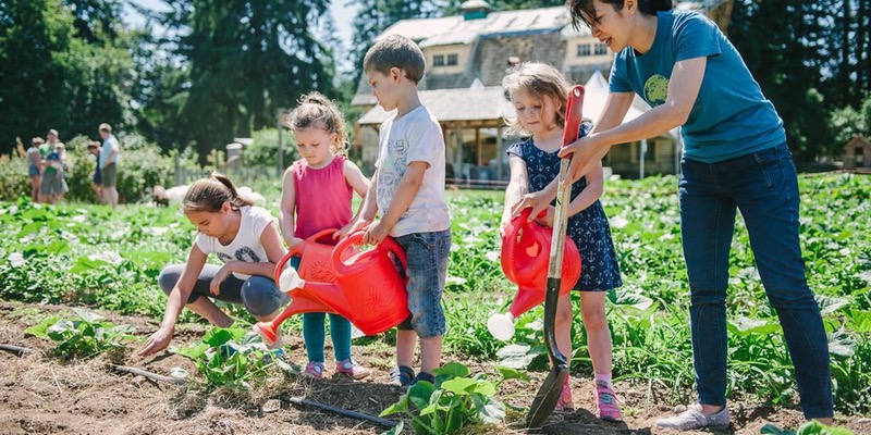 Kids Watering Garden