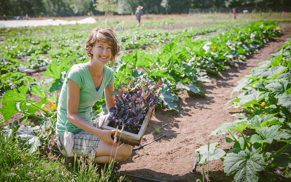 Farmer Lindsay Planting Seedlings